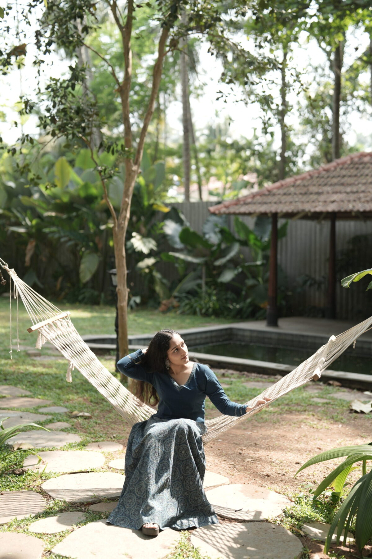 Ajrakh Cotton Blue Printed Skirt