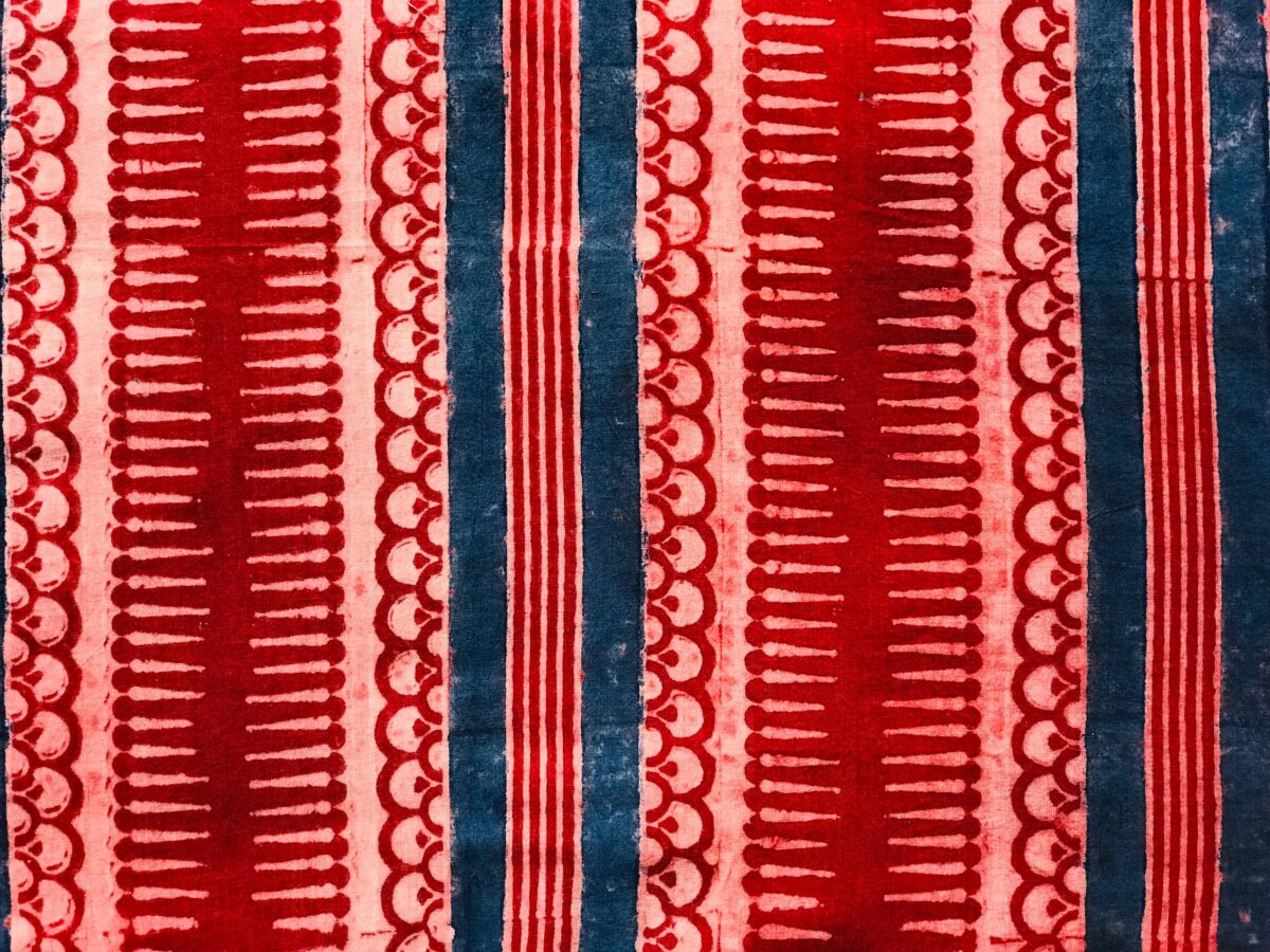 Hand block printed Ajrakh fabric